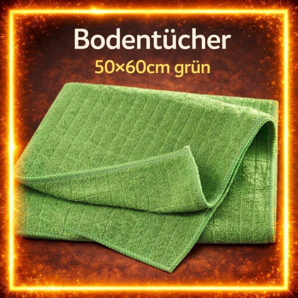 Männertücher Microfasertücher groß grün 50 x 60 cm 4er Pack Premium Bodentuch Karostrukturiert für gründliche Reinigung und schnelles Abtrocknen Doppelt verstärkte Einfassung Waschbar