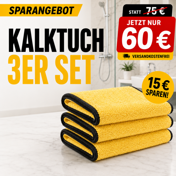 Kalktuch 3er Set gegen Kalkflecken – statt 75 € nur 60 €