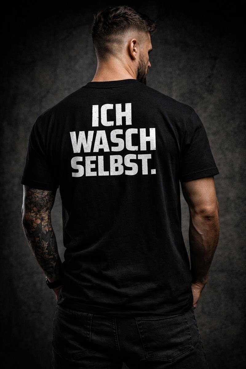 Team Handwäsche Shirt Rücken Ich wasch selbst schwarz Detailer