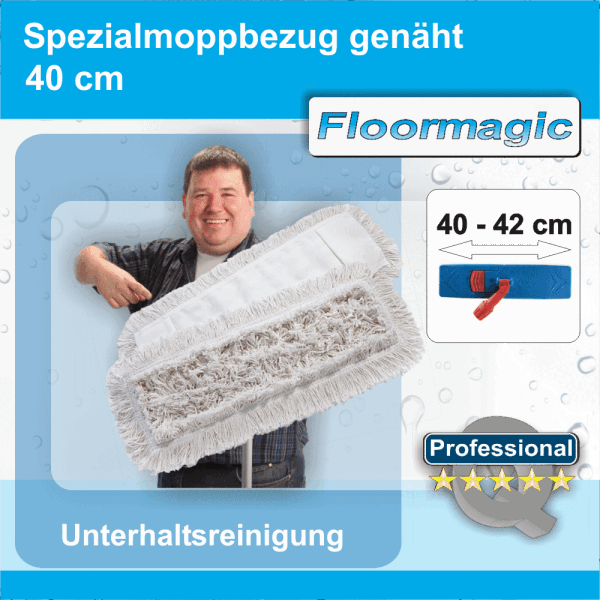 Spezialmoppbezug genäht 40 cm – langlebiger Wischmopp für Haushalt und Wohnung